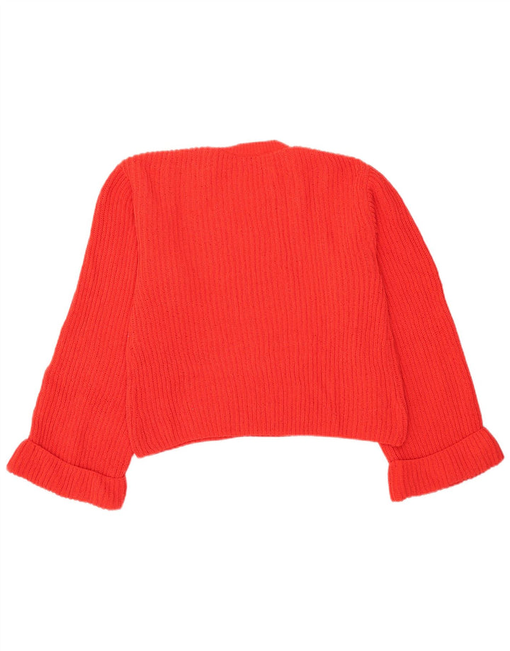 ZARA Womens Crop Oversized Crew Neck Jumper Sweater UK 10 Small Red