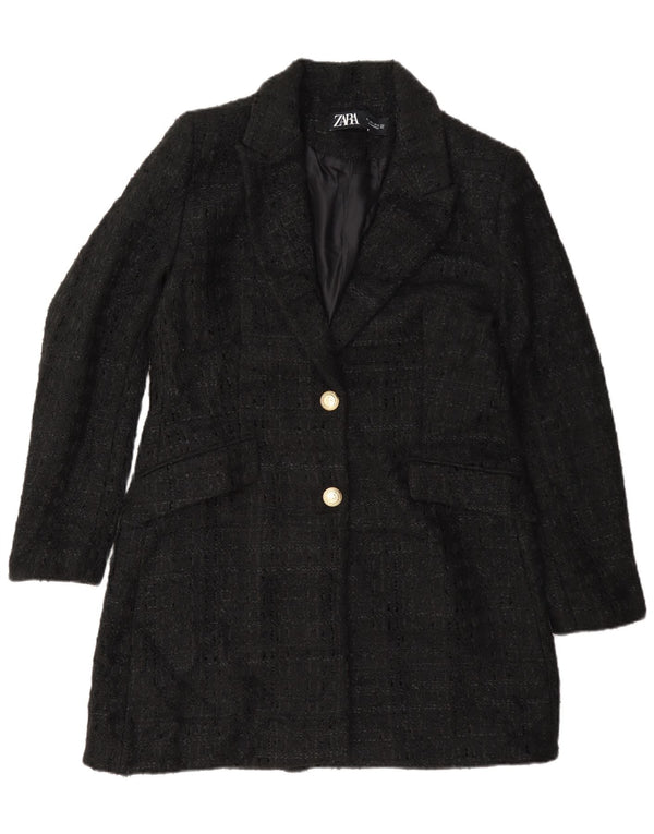 Zara Womens Overcoat UK 16 Large Black Flecked
