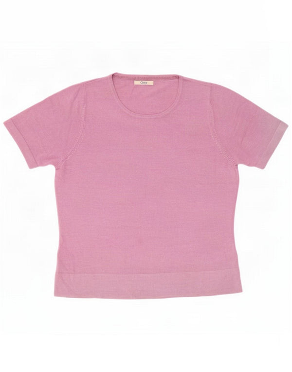 Marks & Spencer Womens Short Sleeve Blouse Top UK 16 Large Pink Acrylic