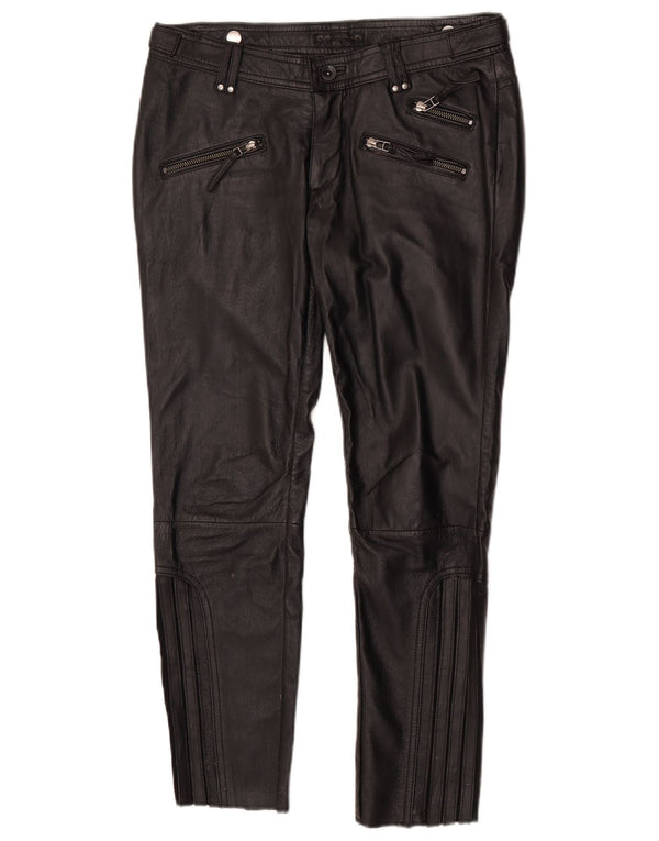 PEPE Jeans Womens Slim Leather Trousers W28 L27 Black Leather