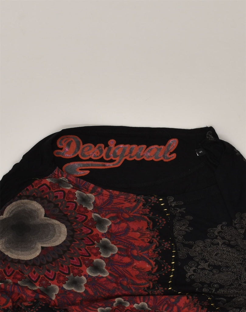 DESIGUAL Womens Oversized Graphic Top Long Sleeve UK 8 Small Black | Vintage Desigual | Thrift | Second-Hand Desigual | Used Clothing | Messina Hembry 