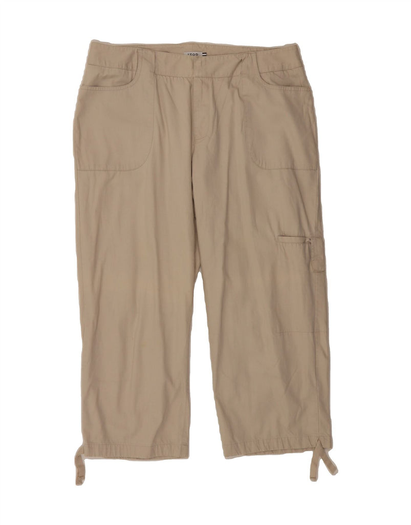 IZOD Womens Straight Cropped Trousers US 14 XL W36 L24 Beige Cotton Vintage Izod and Second-Hand Izod from Messina Hembry 