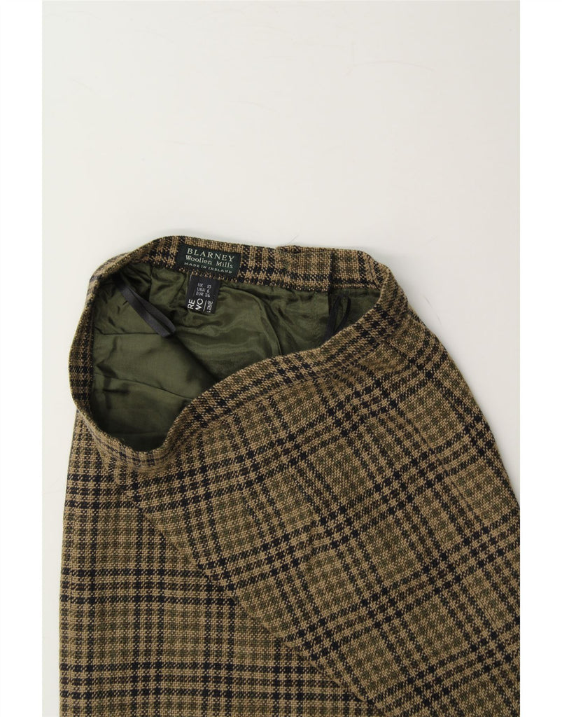 BLARNEY Womens Straight Skirt UK 10 Small W26 Khaki Check New Wool Vintage Blarney and Second-Hand Blarney from Messina Hembry 