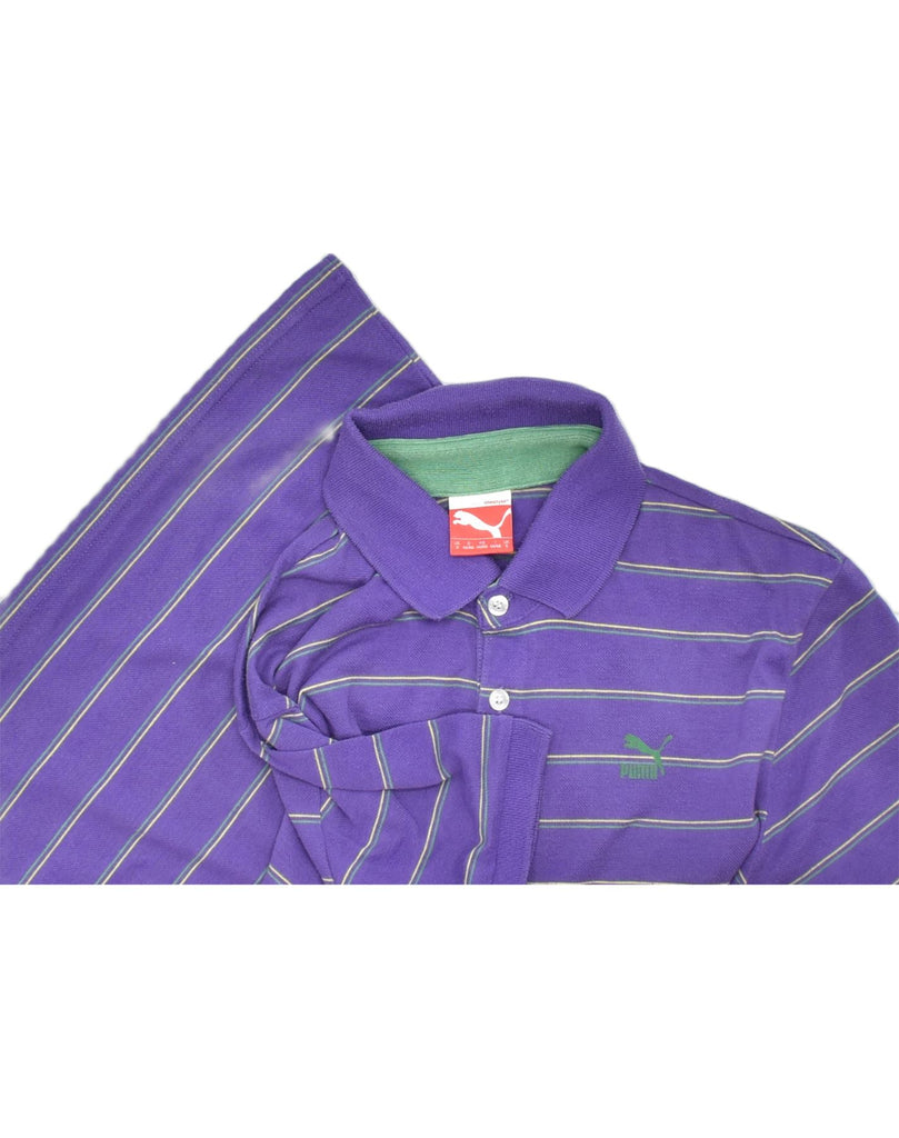 PUMA Mens Polo Shirt Small Purple Striped Cotton | Vintage | Thrift | Second-Hand | Used Clothing | Messina Hembry 