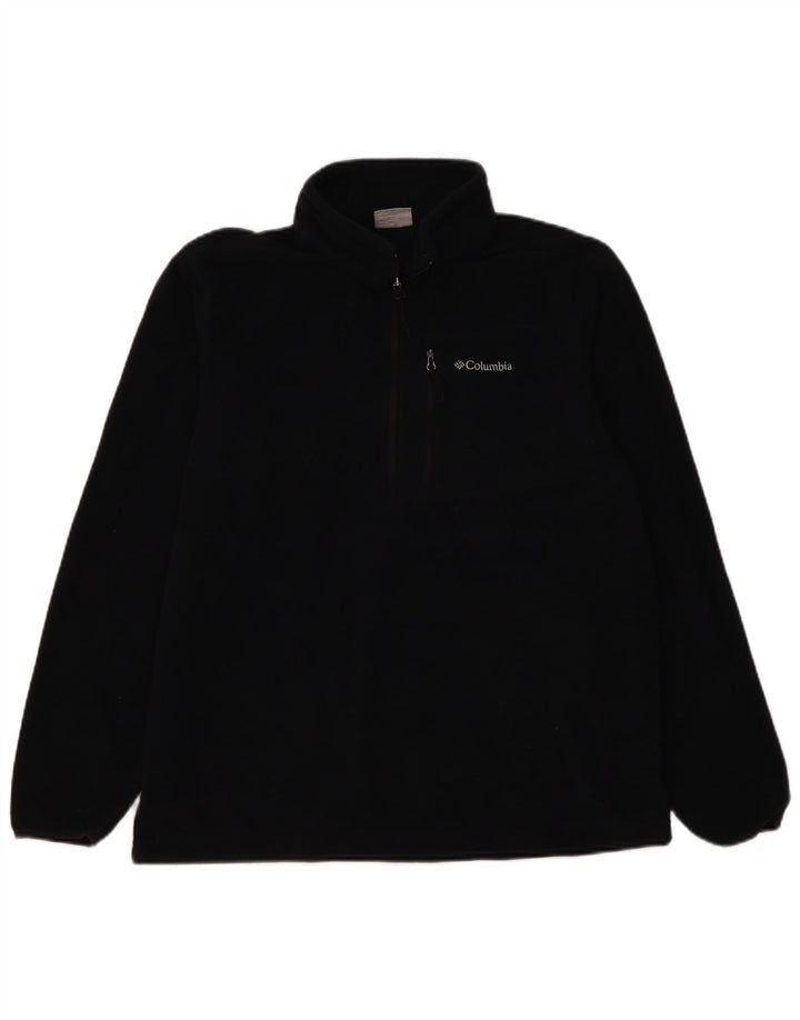 Columbia Mens Zip Neck Fleece Jumper Large Black Polyester