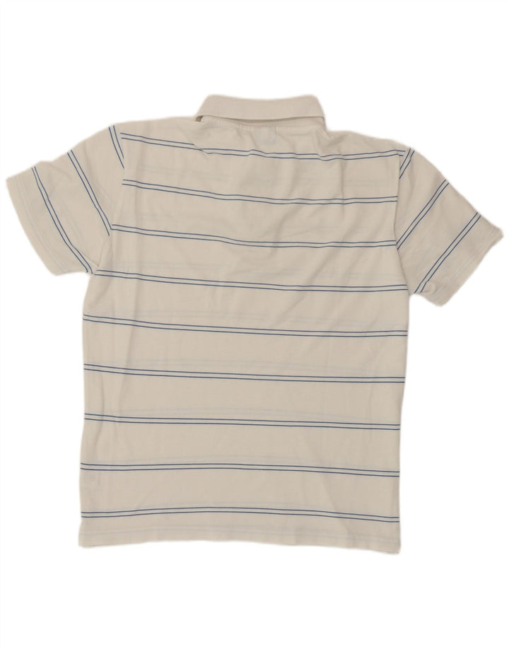 Asics Mens Polo Shirt Medium White Striped Cotton