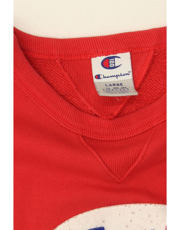 Champion Mens Graphic Sweatshirt Jumper Large Red Cotton