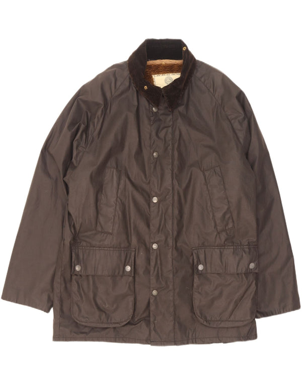 Vintage Mens Sherpa Waxed Cotton Jacket UK 38 Medium Black Acrylic