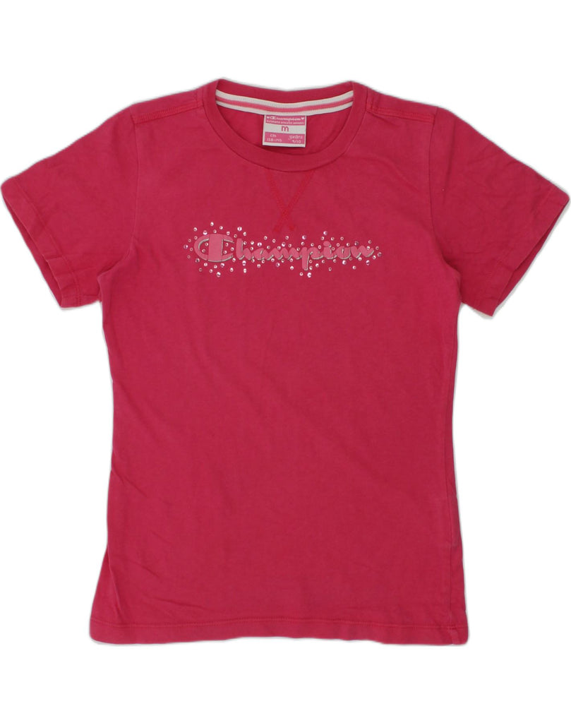 CHAMPION Girls Graphic T-Shirt Top 9-10 Years Medium  Pink Cotton | Vintage Champion | Thrift | Second-Hand Champion | Used Clothing | Messina Hembry 