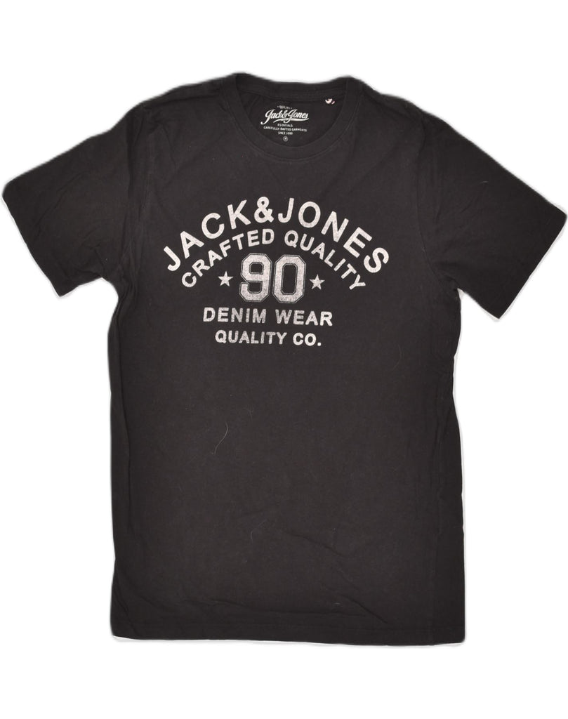 JACK & JONES Mens Graphic T-Shirt Top Medium Black Cotton | Vintage Jack & Jones | Thrift | Second-Hand Jack & Jones | Used Clothing | Messina Hembry 