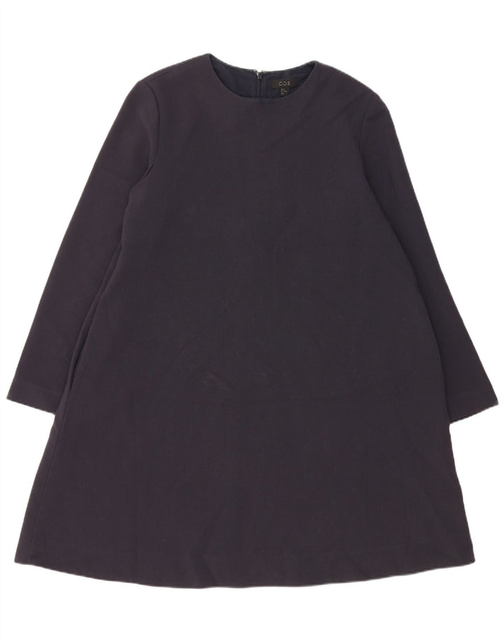 Cos Womens Long Sleeve A-Line Dress EU 38 Medium Navy Blue Polyester