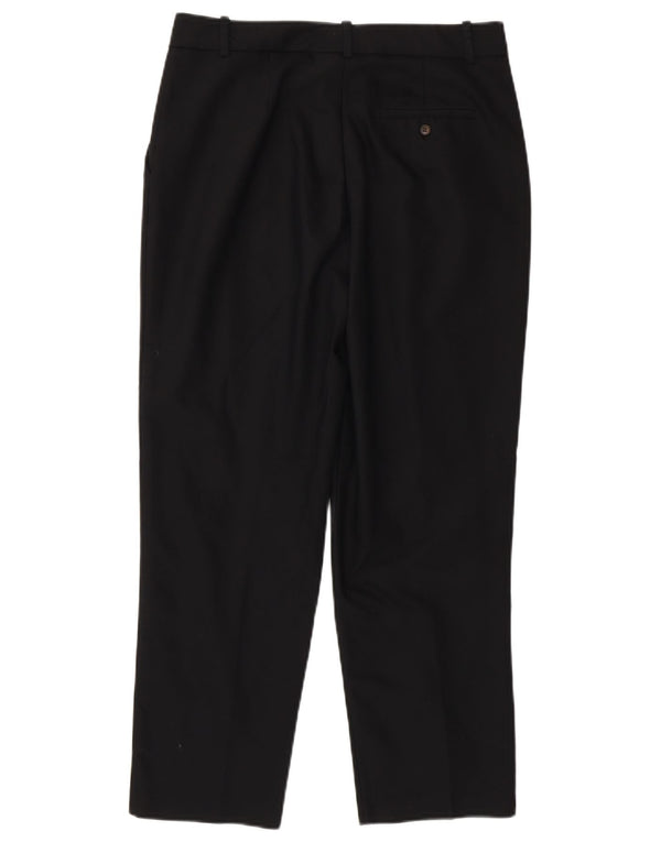 Zara Womens High Waist Tapered Chino Trousers Large W30 L27 Black Cotton