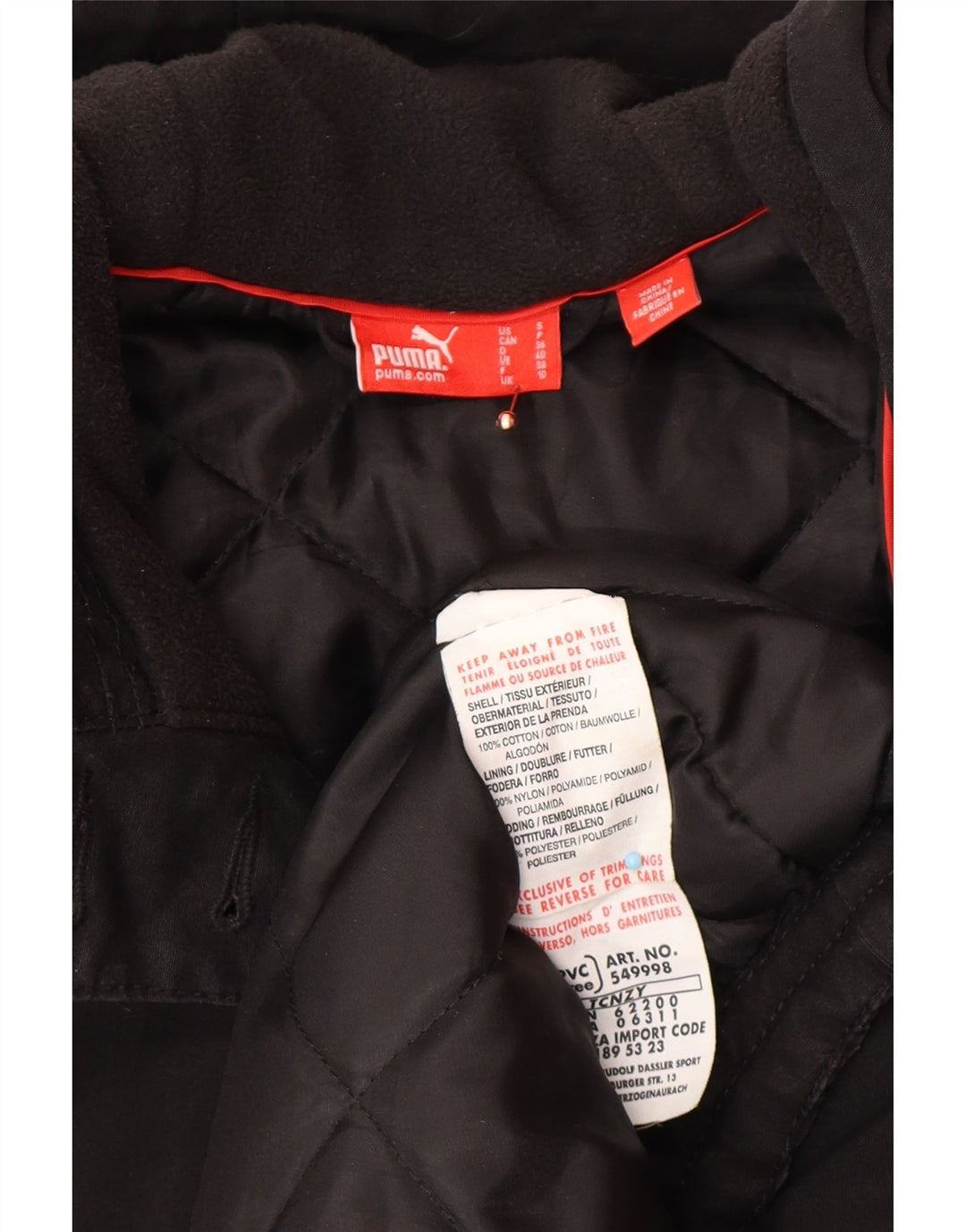 PUMA Womens Oversized Hooded Parka Jacket UK 10 Small Black Cotton