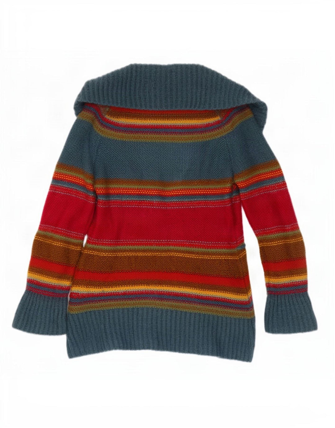 Monsoon Womens Cardigan Sweater UK 12 Medium Multicoloured Striped Acrylic