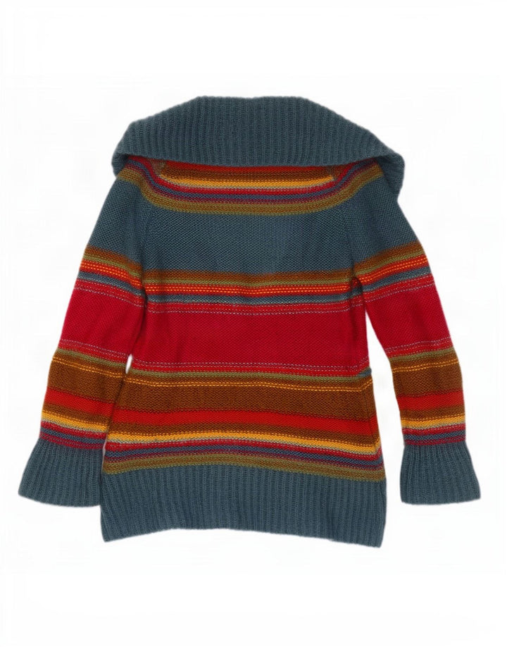 Monsoon Womens Cardigan Sweater UK 12 Medium Multicoloured Striped Acrylic
