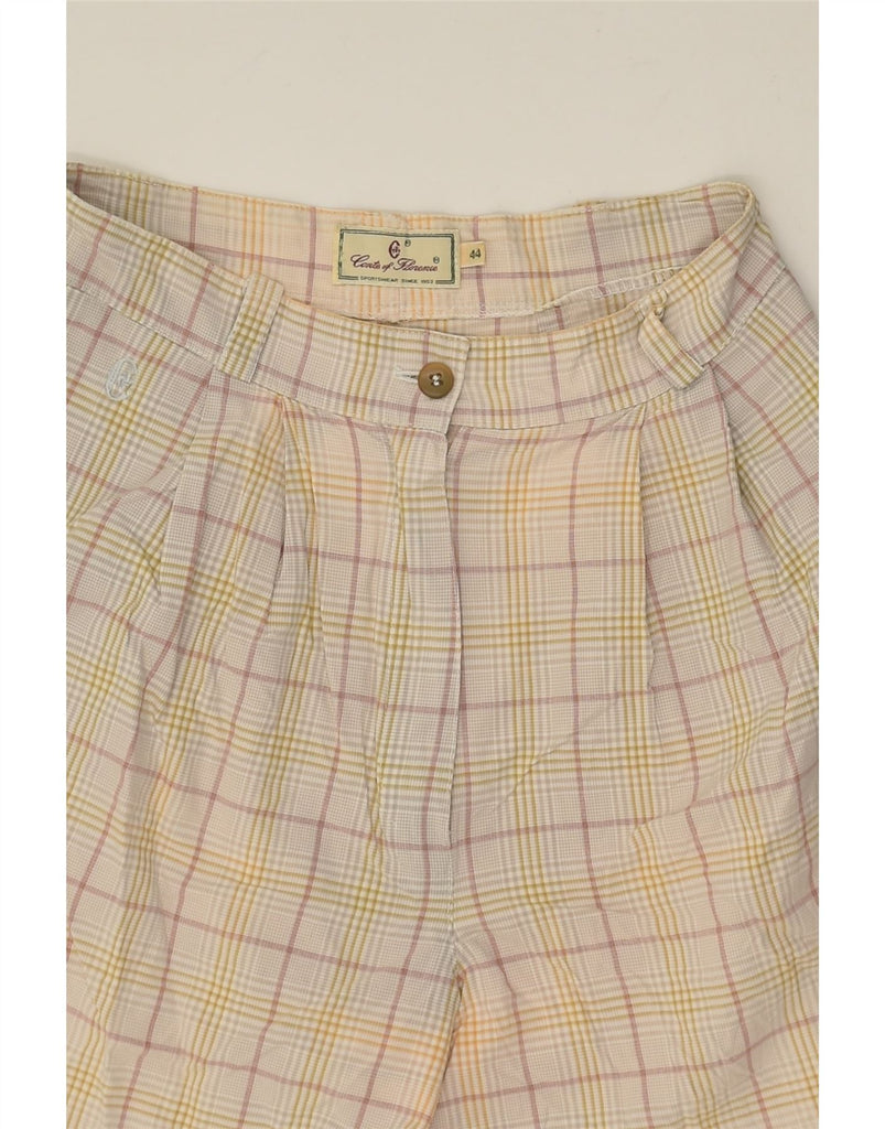 CONTE OF FLORENCE Womens Chino Shorts IT 44 Medium W26 Beige Check Cotton | Vintage Conte of Florence | Thrift | Second-Hand Conte of Florence | Used Clothing | Messina Hembry 