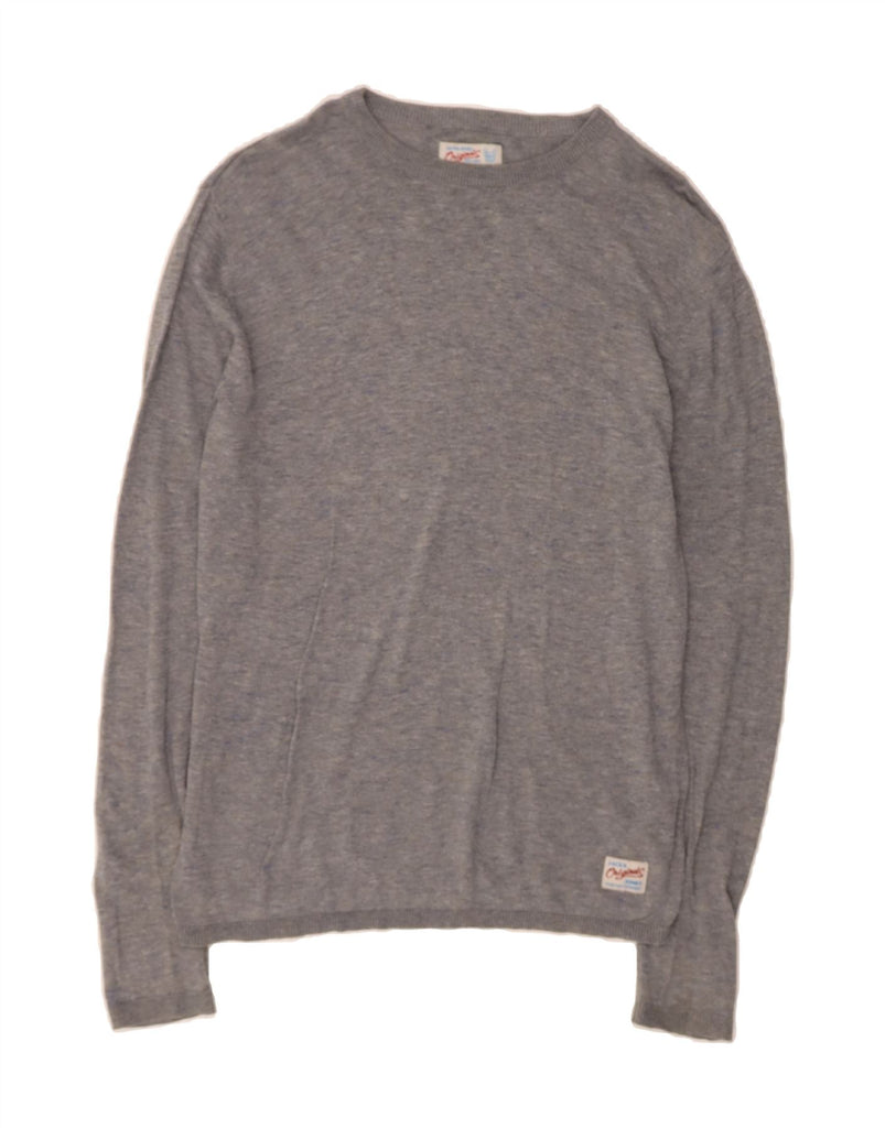 JACK & JONES Mens Crew Neck Jumper Sweater Medium Grey Cotton Vintage Jack & Jones and Second-Hand Jack & Jones from Messina Hembry 