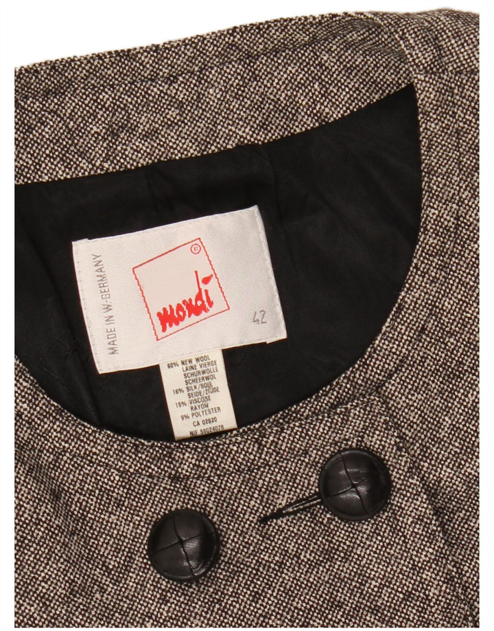 MONDI Womens Double Breasted Bolero Jacket EU 42 Large Grey Wool