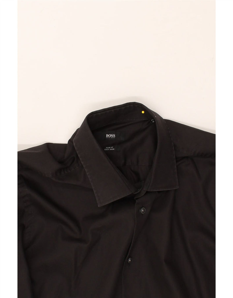 HUGO BOSS Mens Slim Fit Shirt Size 41 16 Large Black Cotton Vintage Hugo Boss and Second-Hand Hugo Boss from Messina Hembry 