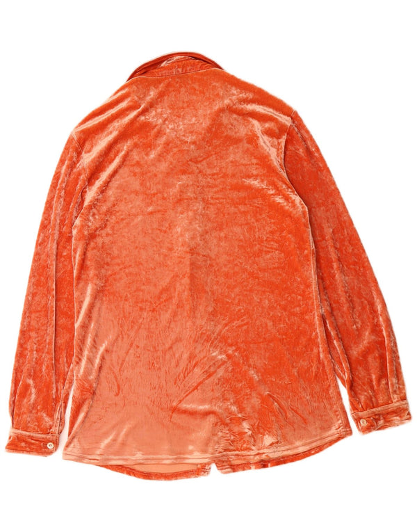 Prisma Womens Velour Shirt Blouse UK 16 Large Orange Acetate