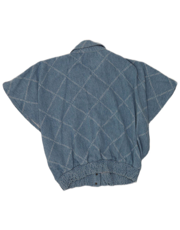 Karl Lagerfeld Womens Oversized Short Sleeve Denim Shirt UK 10 Small Blue