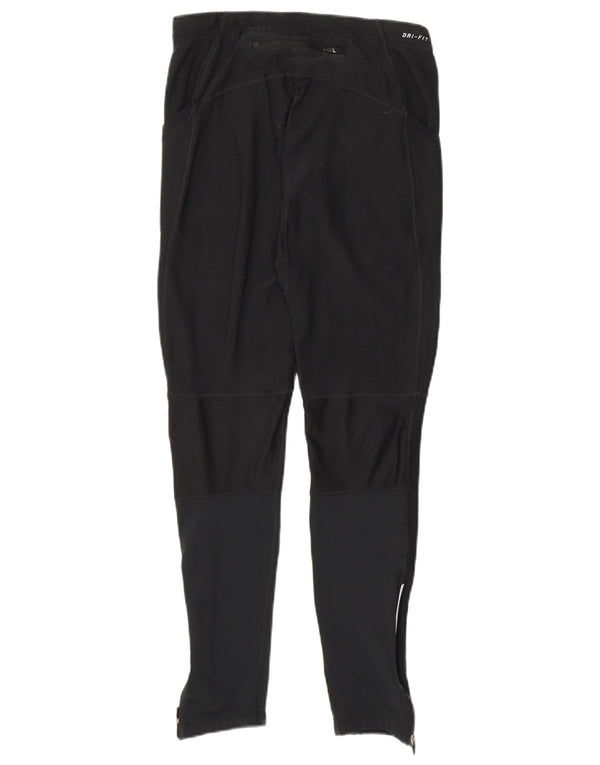 Nike Womens Dri Fit Leggings UK 12 Medium Black Colourblock Polyester