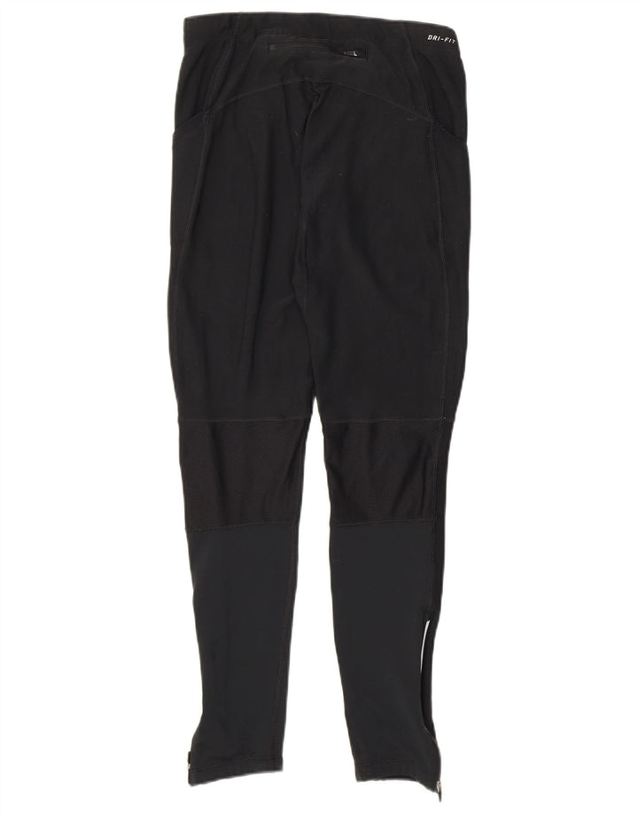 Nike Womens Dri Fit Leggings UK 12 Medium Black Colourblock Polyester