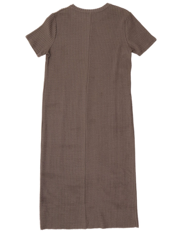 Zara Womens Trafaluc Short Sleeves Jumper Dress UK 14 Large Grey Cotton