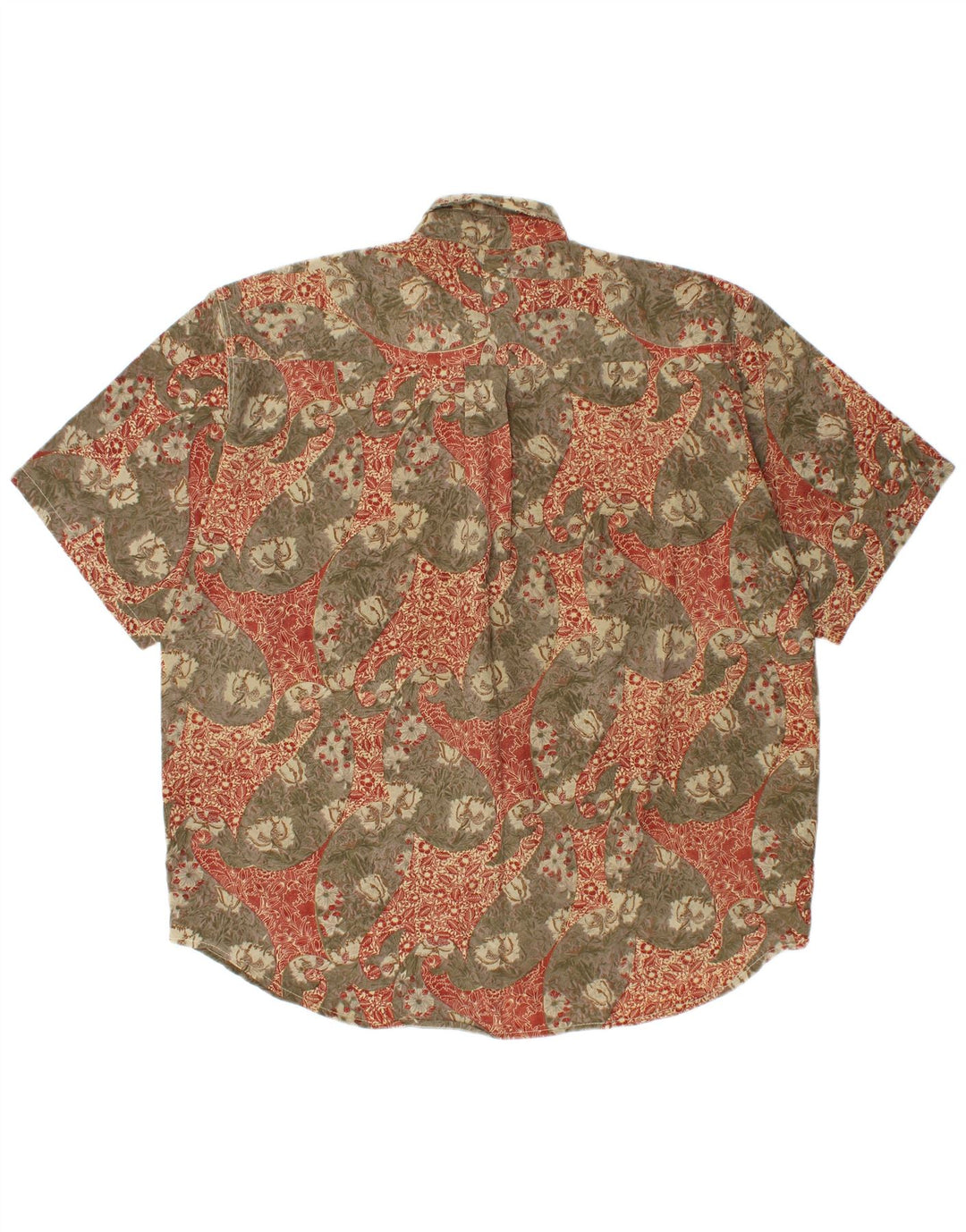 COMPAGNIE Mens Short Sleeve Shirt Large Khaki Floral Viscose