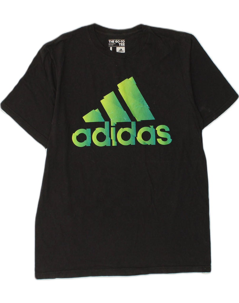 ADIDAS Womens The Go-To Tee Graphic T-Shirt Top UK 16 Large Black Cotton | Vintage Adidas | Thrift | Second-Hand Adidas | Used Clothing | Messina Hembry 