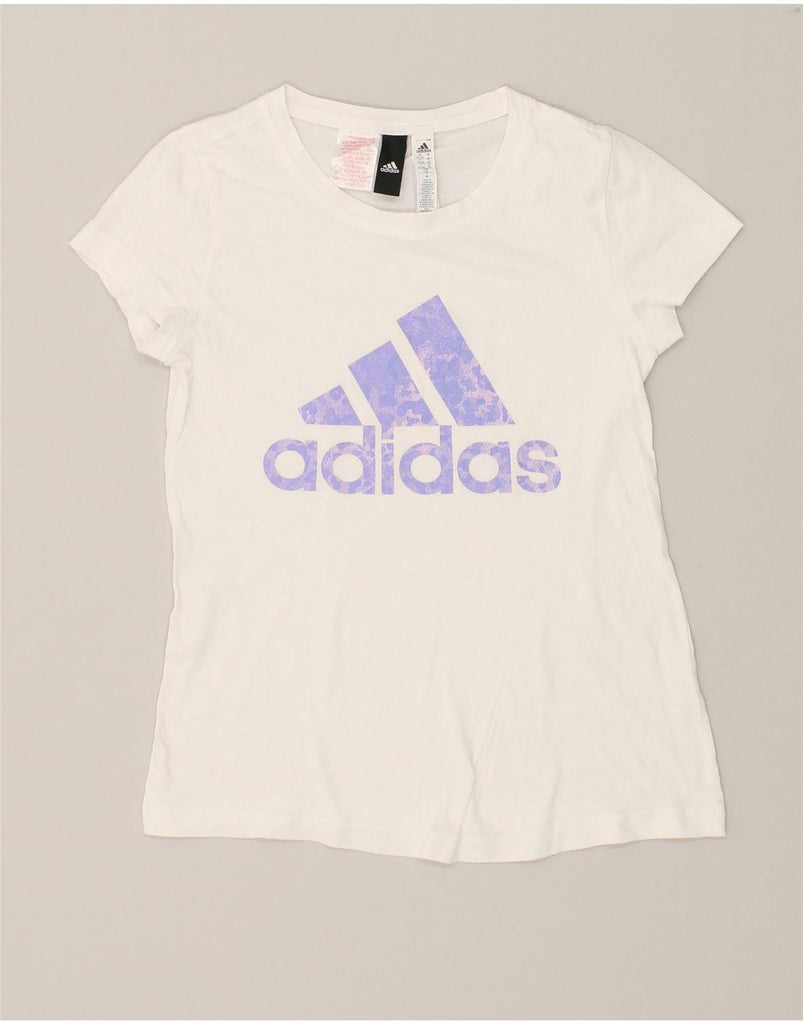 ADIDAS Girls Graphic T-Shirt Top 13-14 Years White Cotton | Vintage Adidas | Thrift | Second-Hand Adidas | Used Clothing | Messina Hembry 