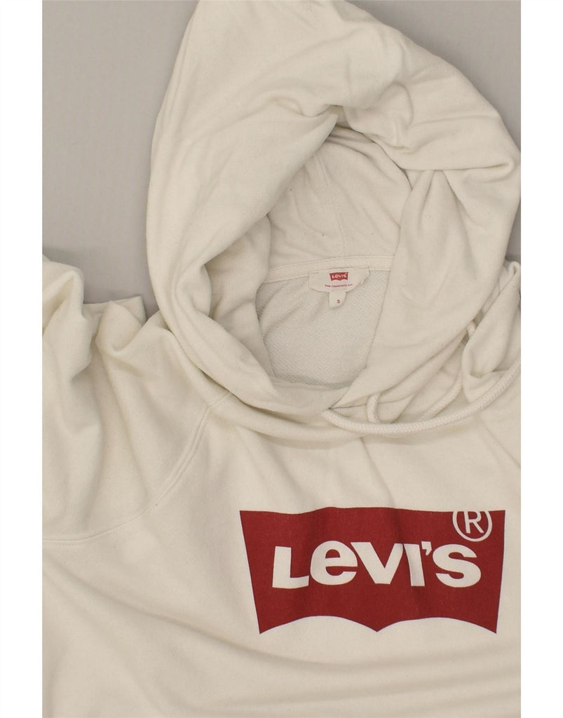 LEVI'S Womens Oversized Graphic Hoodie Jumper UK 10 Small White Cotton Vintage Levi's and Second-Hand Levi's from Messina Hembry 