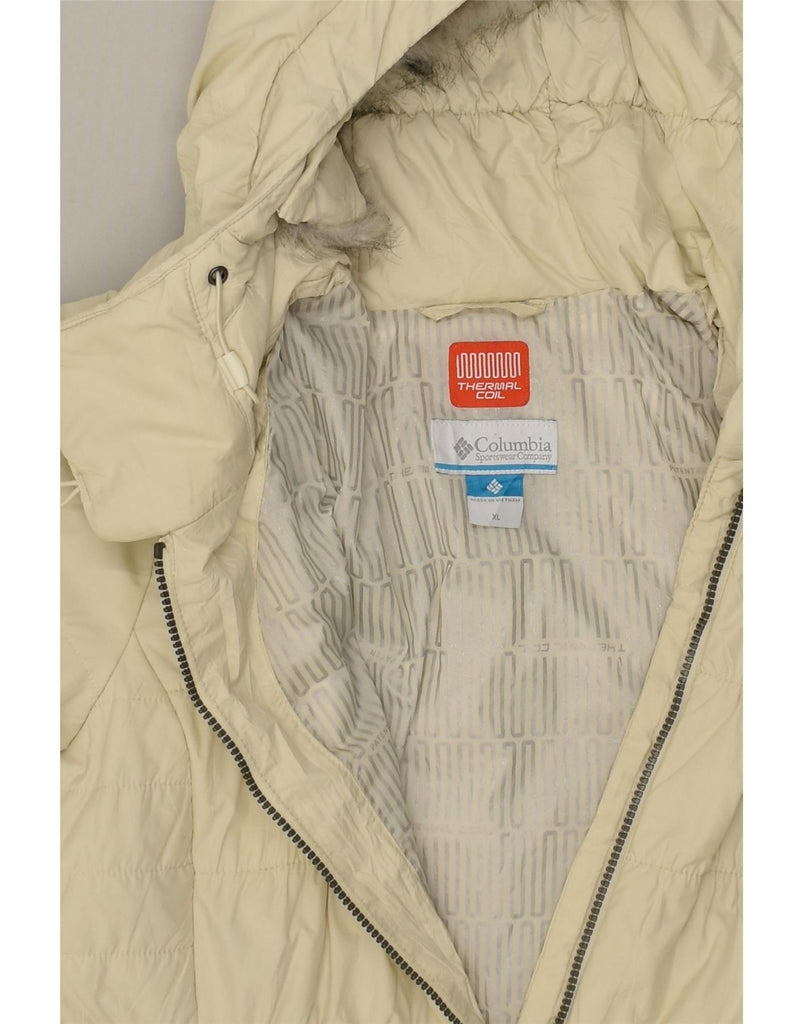 COLUMBIA Womens Hooded Padded Jacket UK 18 XL Off White Vintage Columbia and Second-Hand Columbia from Messina Hembry 