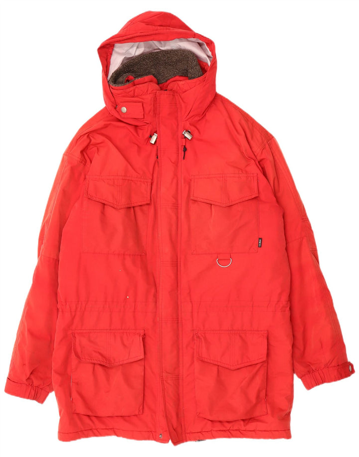 L.L.Bean Mens Tall Hooded Ski Jacket UK 38 Medium Red Polyester