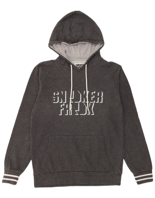 Sneaker Freak  Mens Graphic Hoodie Jumper Large Grey Striped Cotton