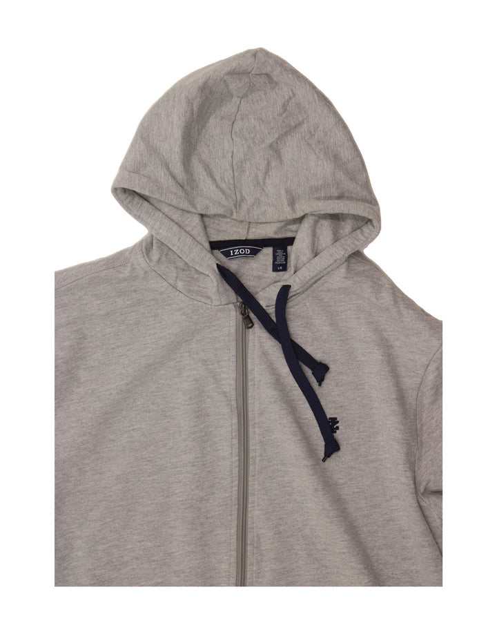 IZOD Mens Zip Hoodie Sweater Large Grey Cotton Vintage Izod and Second-Hand Izod from Messina Hembry 