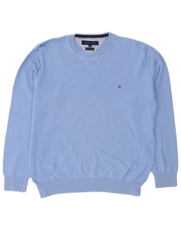 Tommy Hilfiger Mens Crew Neck Jumper Sweater Large Blue Cotton