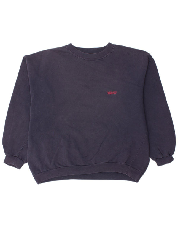 BENETTON Womens Oversized Sweatshirt Jumper UK 14 Medium Navy Blue Cotton