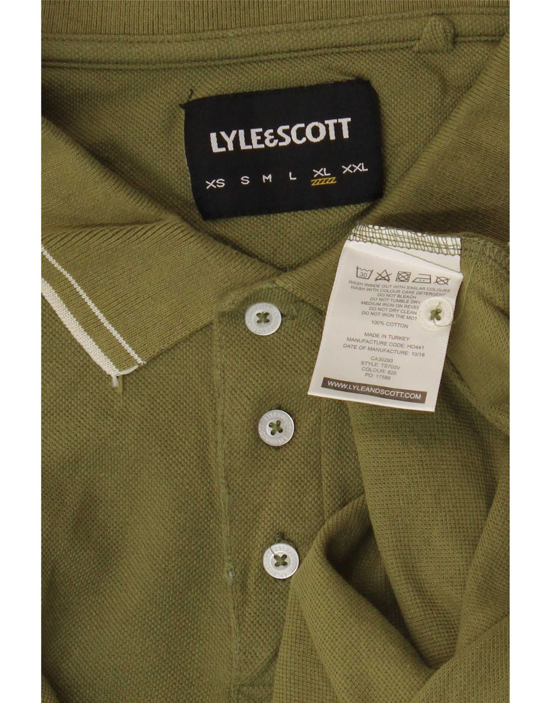 Lyle & Scott Mens Polo Shirt XL Khaki Cotton