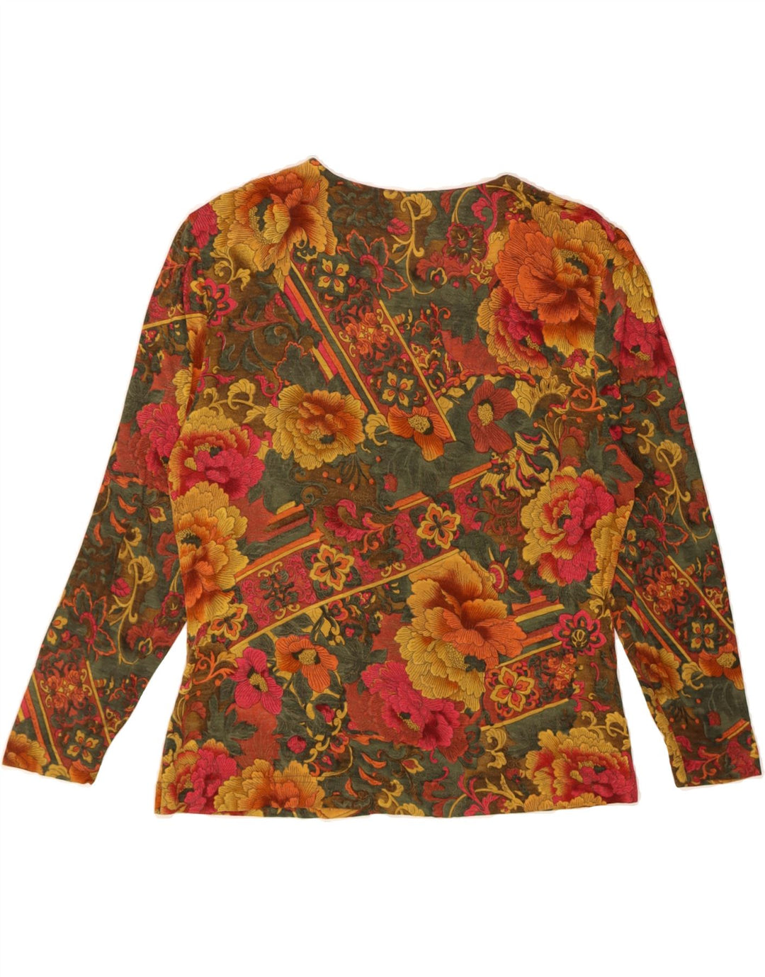 VINTAGE Womens Top Long Sleeve UK 12 Medium Multicoloured