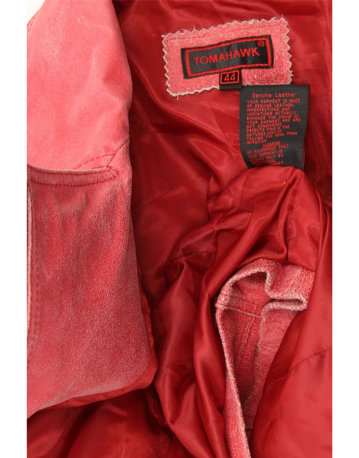 TOMAHAWK Womens Crop Leather Biker Jacket IT 44 Medium Red Leather