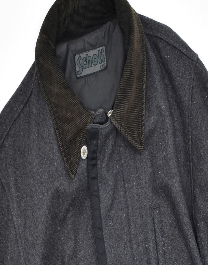 SCHOTT Mens Overcoat UK 40 Large Grey Wool Vintage Schott and Second-Hand Schott from Messina Hembry 