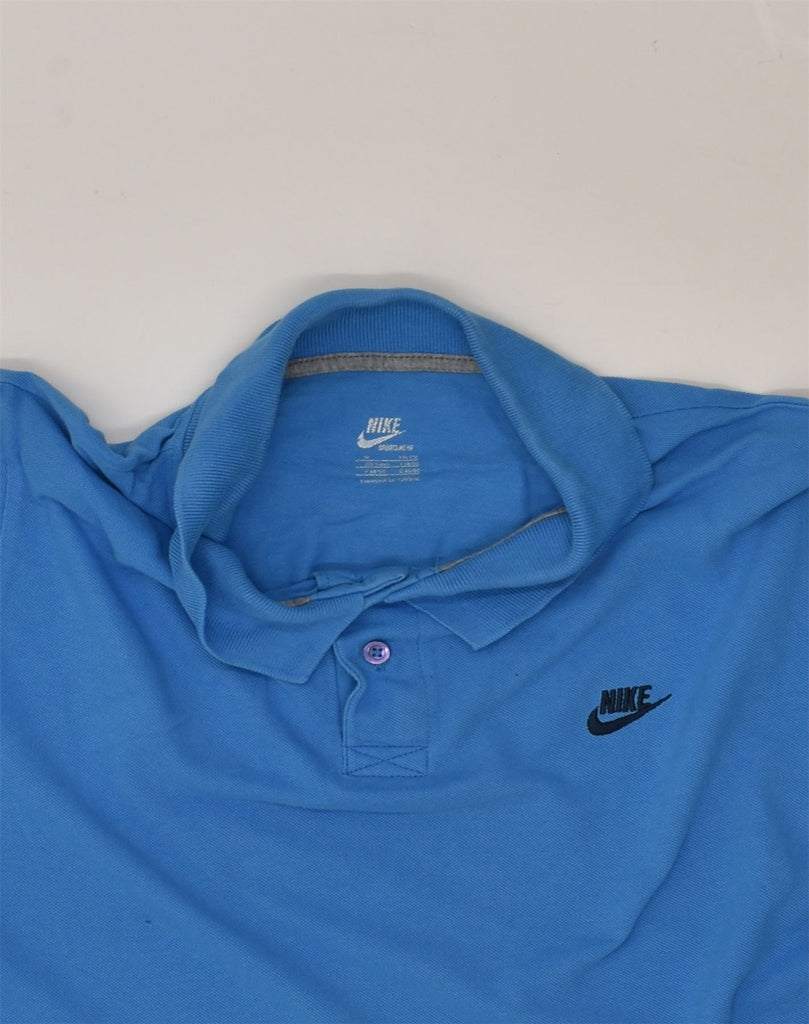 NIKE Mens sportswear Polo Shirt Medium Blue Cotton | Vintage Nike | Thrift | Second-Hand Nike | Used Clothing | Messina Hembry 