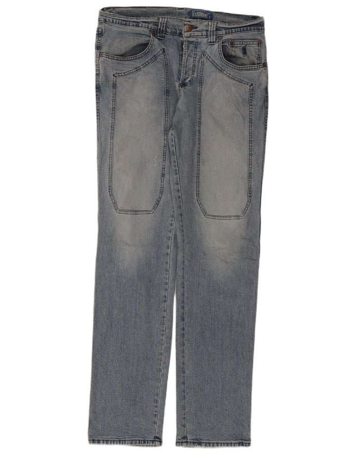 Jeckerson Mens Straight Jeans W34 L33 Blue Cotton