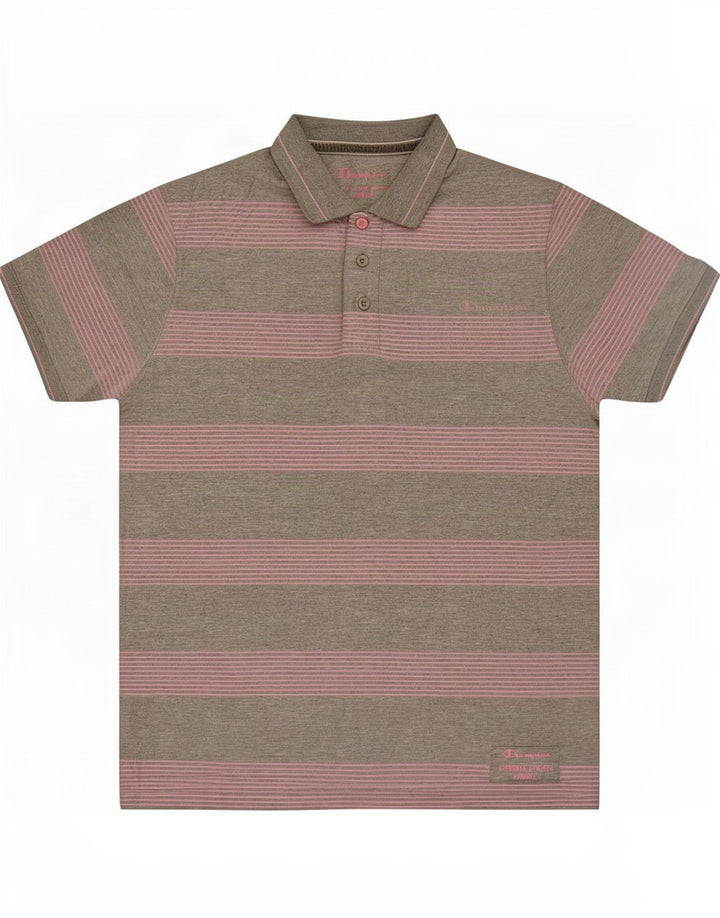 Champion Mens Polo Shirt Medium Grey Striped