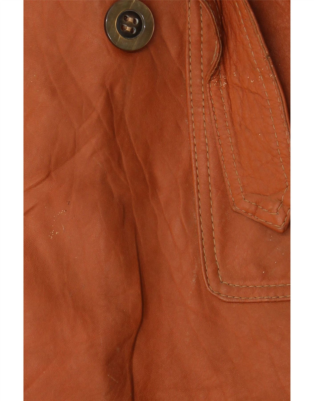 Vintage Womens Double Breasted Leather Coat UK 14 Medium Brown