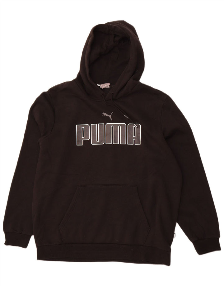 PUMA Mens Graphic Hoodie Jumper Large Black Cotton