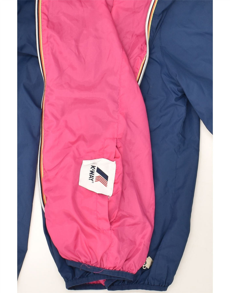 K-WAY Girls Hooded Reversible Rain Jacket 13-14 Years Navy Blue Cotton | Vintage K-Way | Thrift | Second-Hand K-Way | Used Clothing | Messina Hembry 