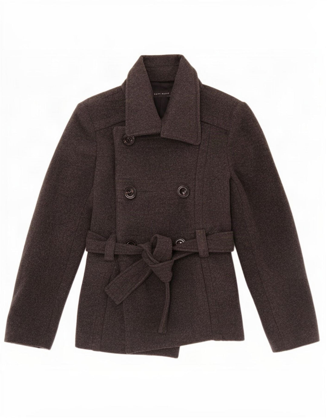 Zara Womens Pea Coat UK 12 Medium Grey Wool