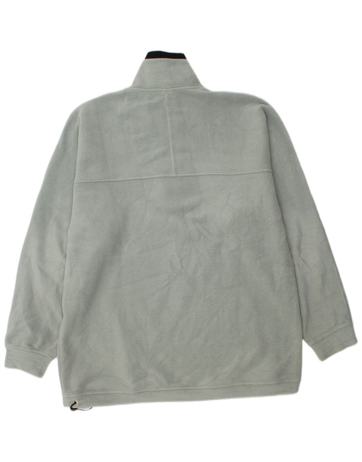 Asics Mens Zip Neck Fleece Jumper Large Green Colourblock